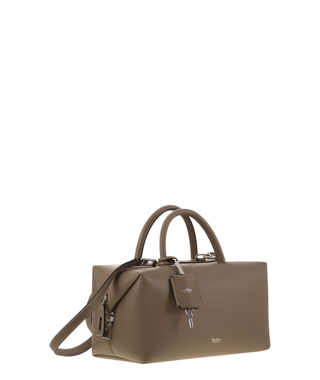 MAX MARA Бежевая кожаная сумка с короткими ручками, фото 4