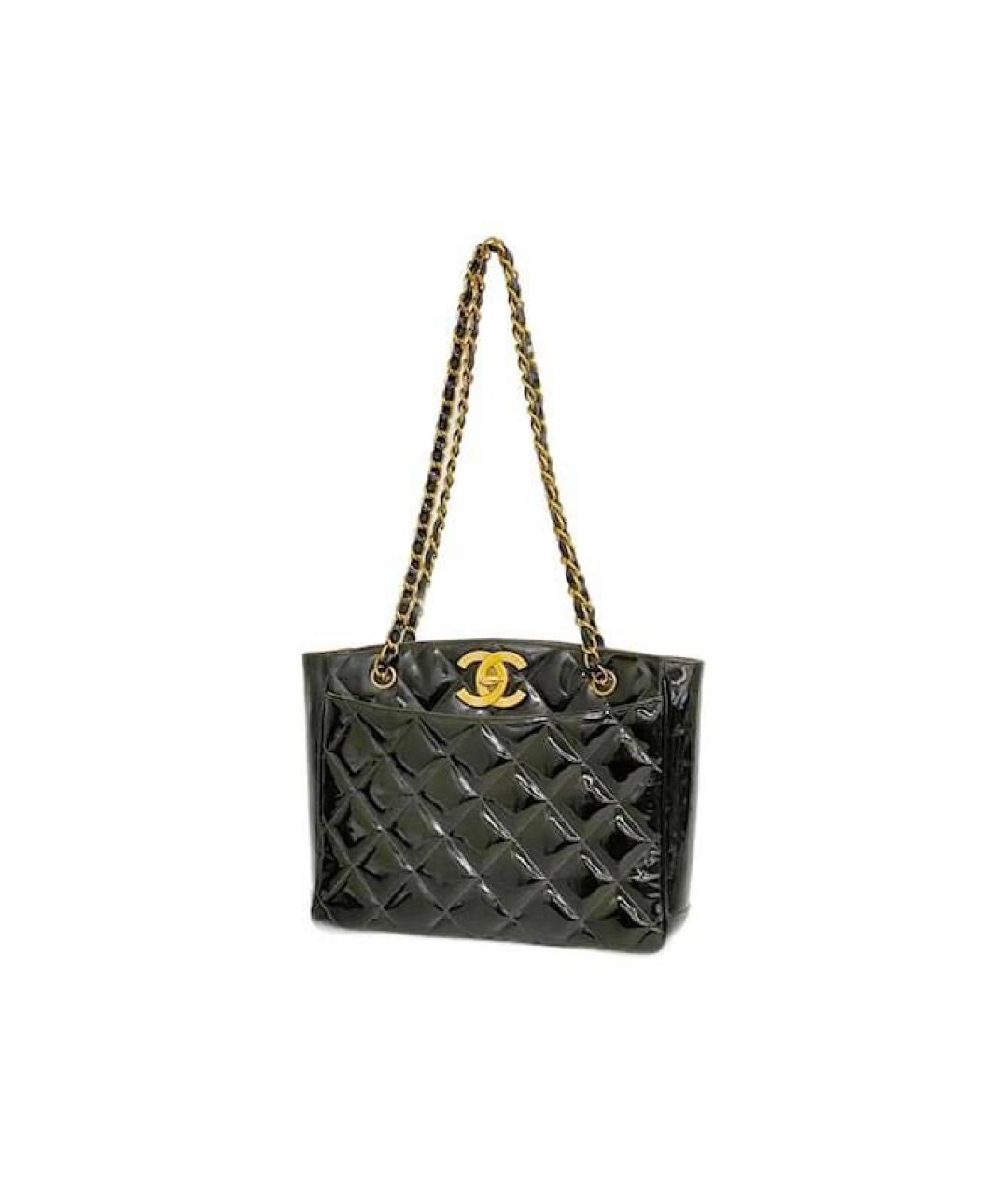CHANEL Черная сумка через плечо из лакированной кожи, фото 3