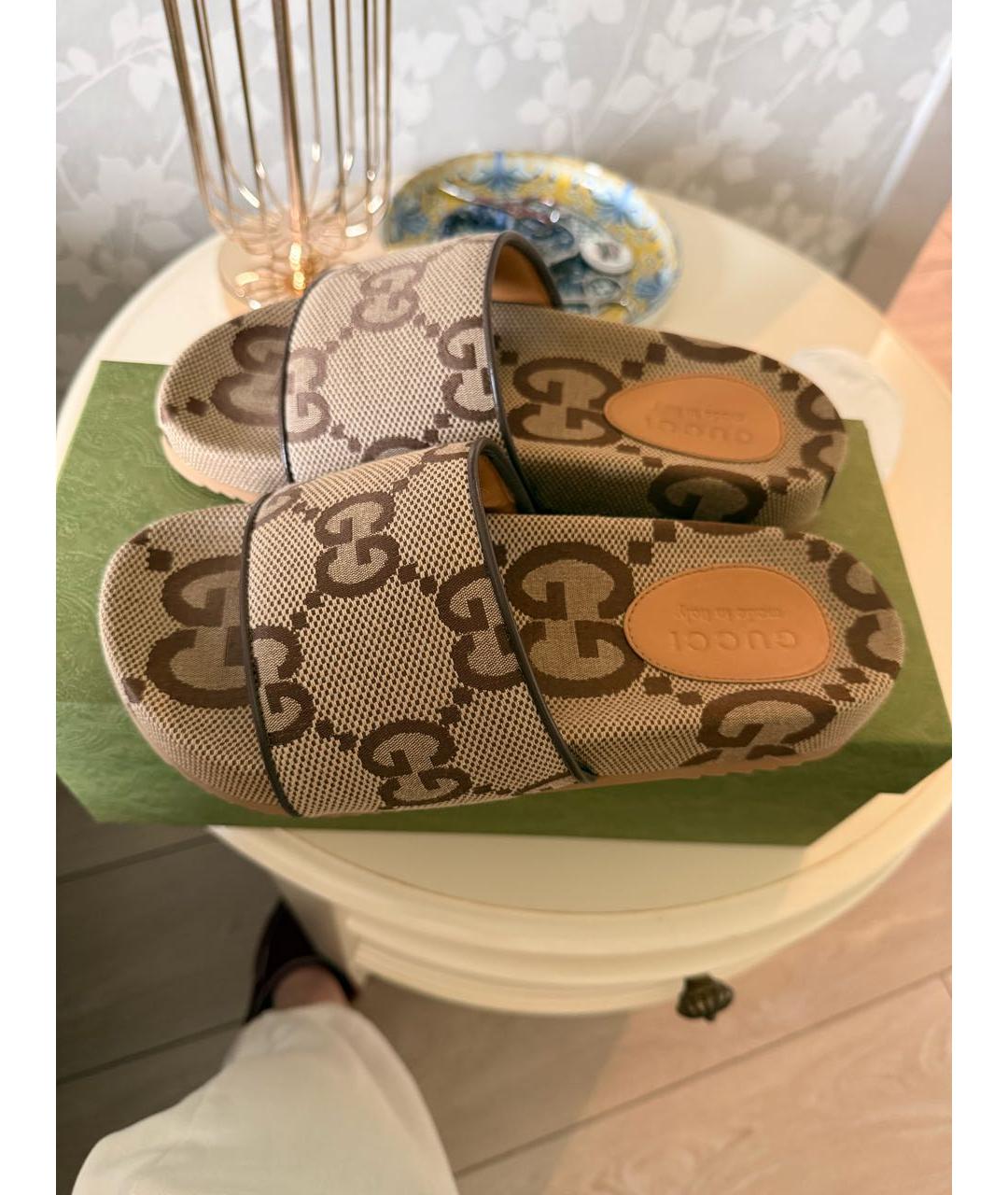 GUCCI Бежевые шлепанцы, фото 7