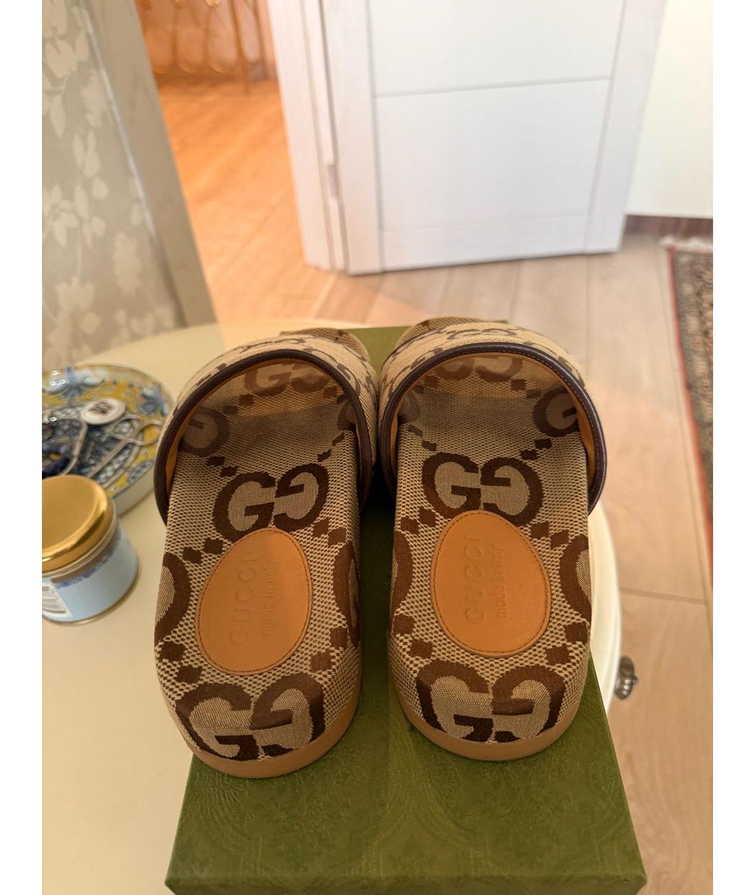 GUCCI Бежевые шлепанцы, фото 4