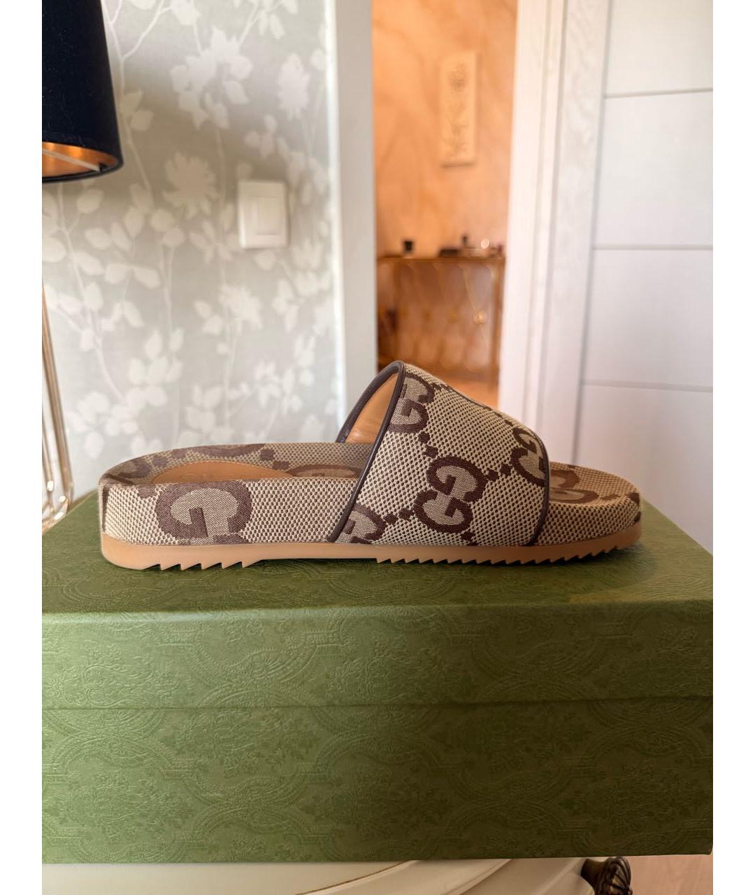 GUCCI Бежевые шлепанцы, фото 9