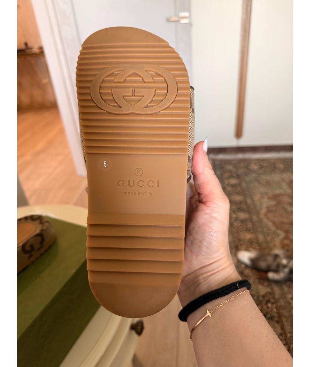 GUCCI Бежевые шлепанцы, фото 5