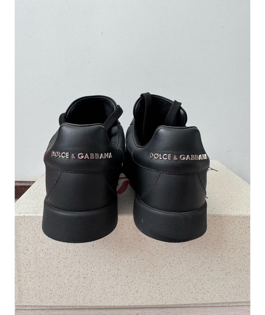 DOLCE&GABBANA Черные кожаные кеды, фото 4