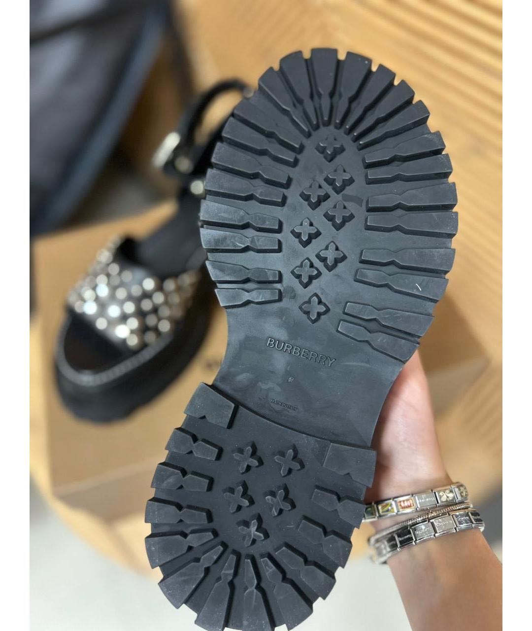 BURBERRY Черные кожаные сандалии, фото 6