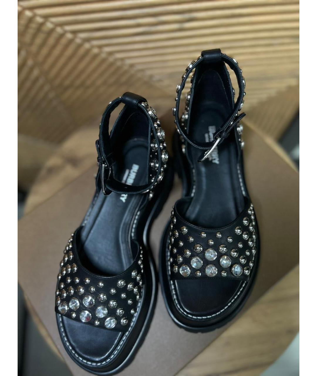 BURBERRY Черные кожаные сандалии, фото 3