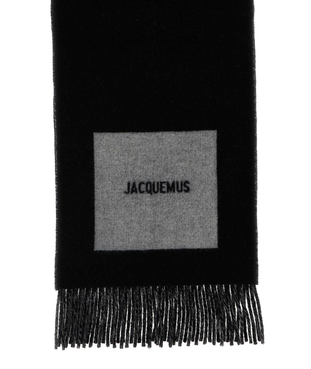 JACQUEMUS Черный шерстяной шарф, фото 2