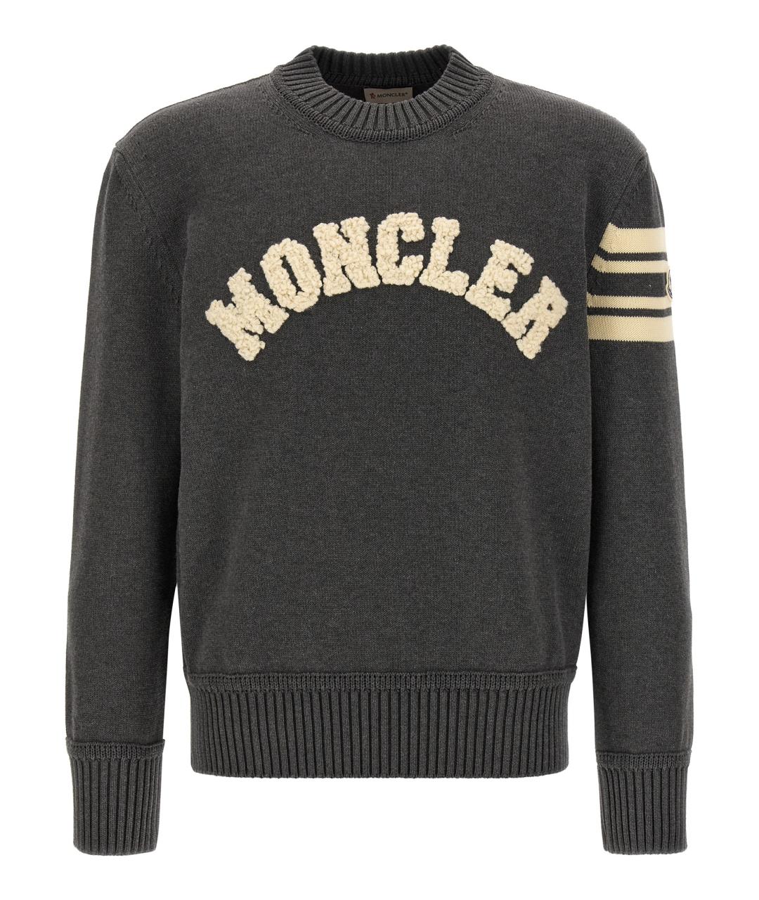 MONCLER Антрацитовый хлопковый джемпер / свитер, фото 1