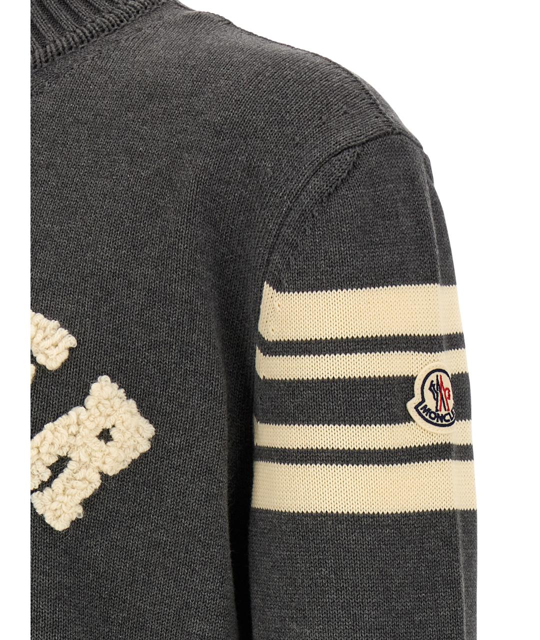 MONCLER Антрацитовый хлопковый джемпер / свитер, фото 4