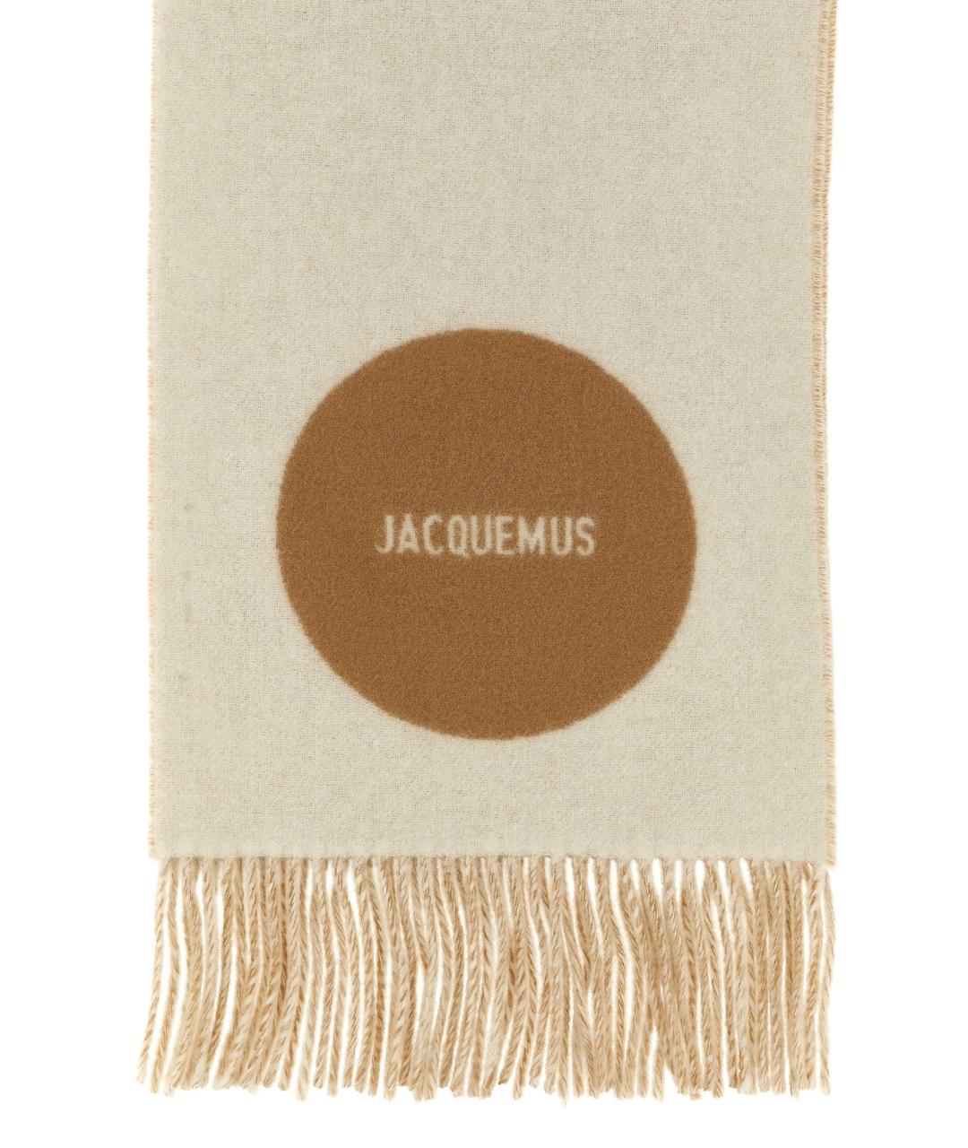 JACQUEMUS Бежевый шерстяной шарф, фото 3
