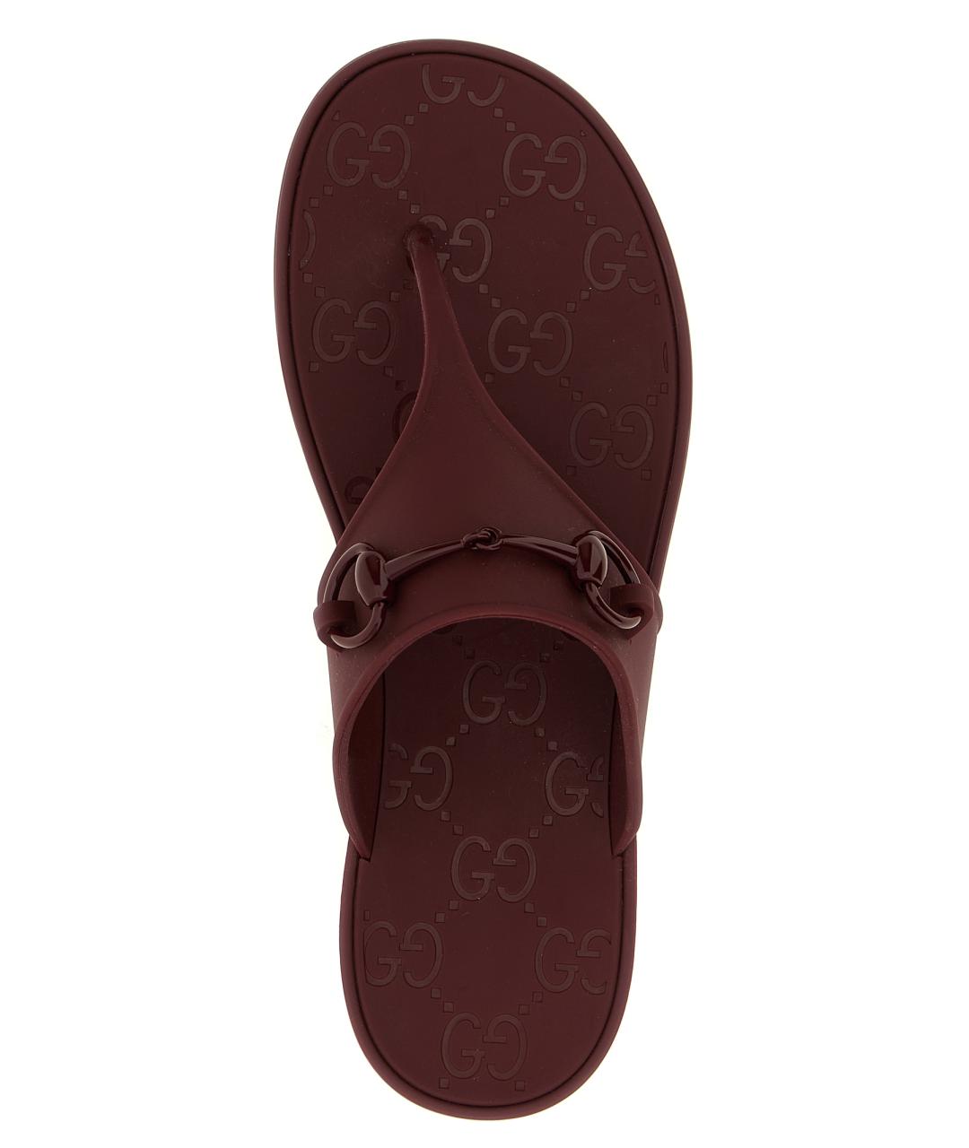 GUCCI Бордовые резиновые шлепанцы, фото 4