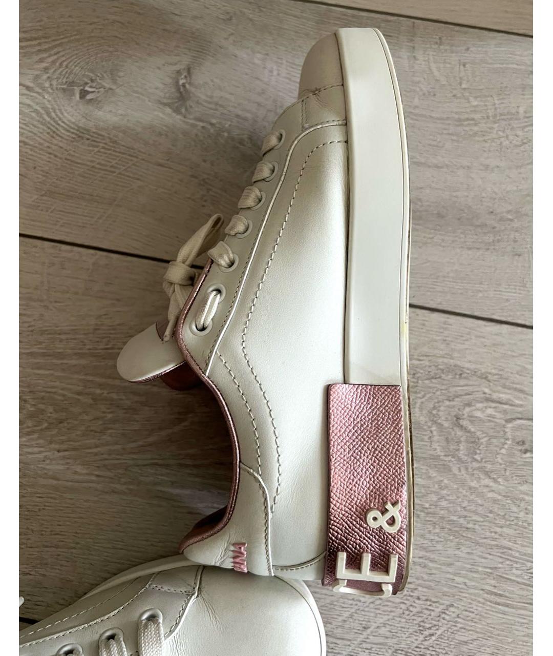 DOLCE&GABBANA Белые кожаные кеды, фото 5