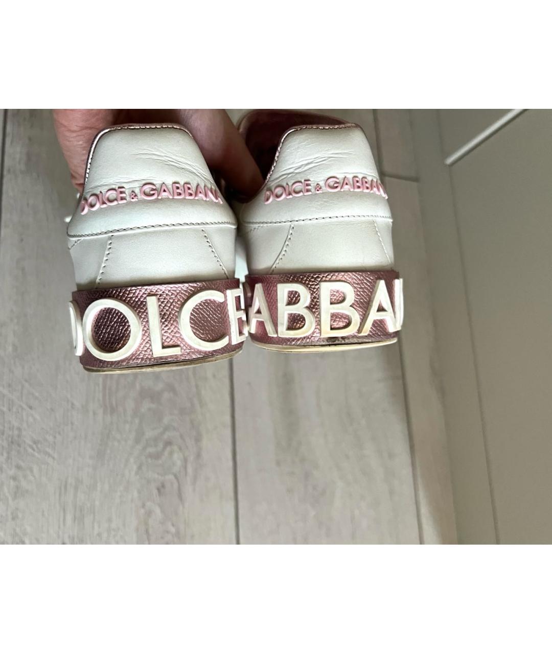 DOLCE&GABBANA Белые кожаные кеды, фото 3