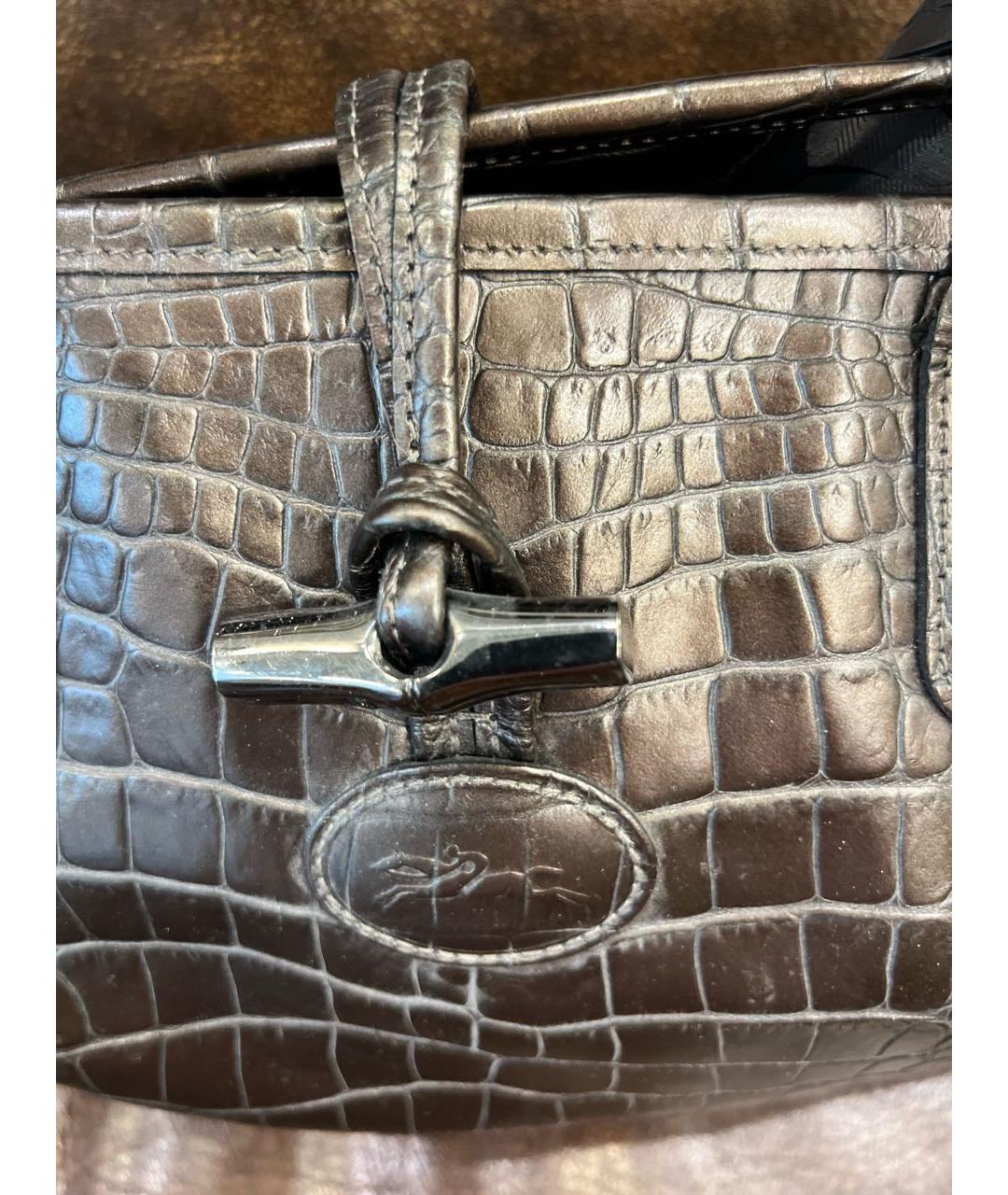 LONGCHAMP Серебряная кожаная сумка тоут, фото 3