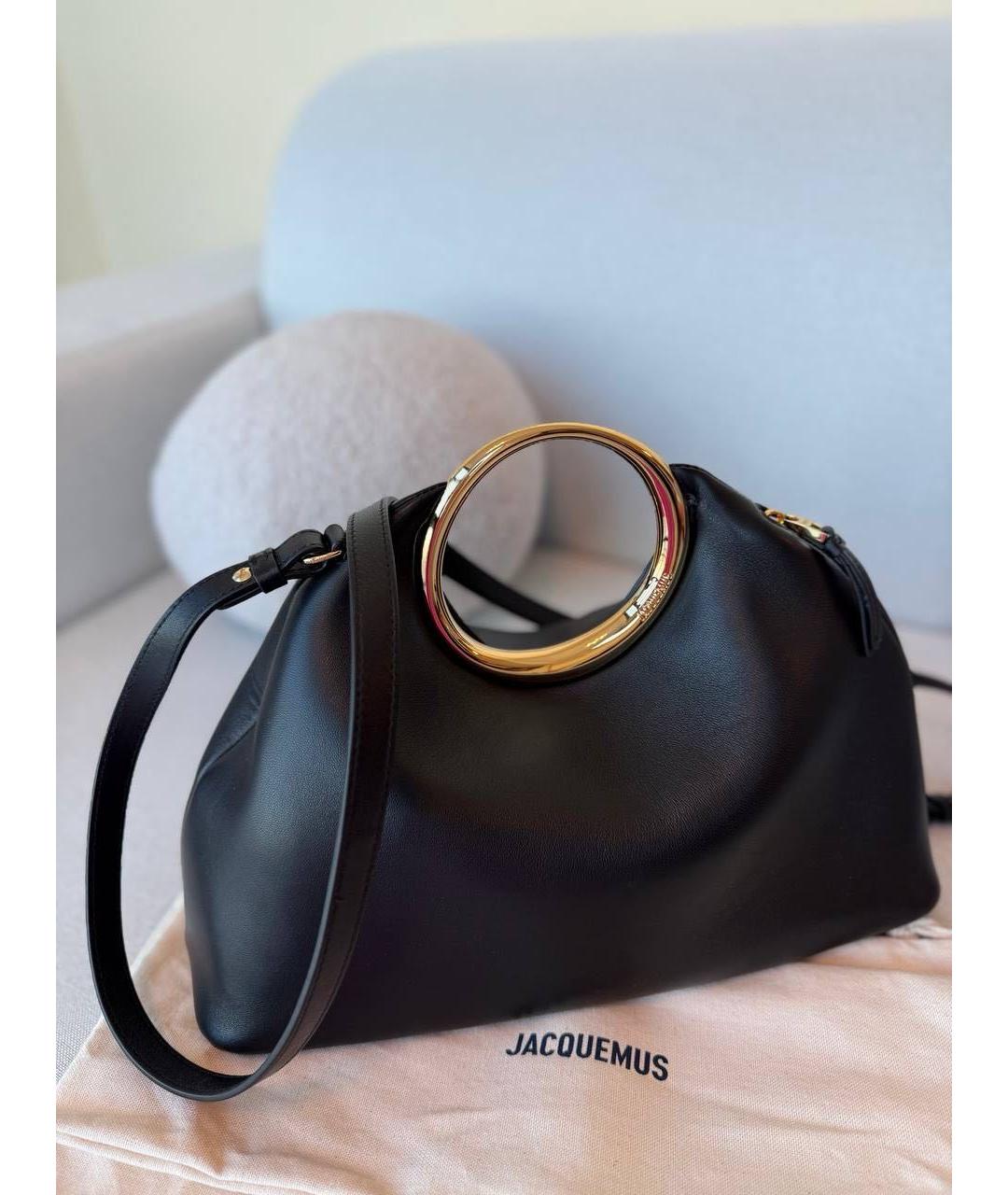 JACQUEMUS Черная кожаная сумка с короткими ручками, фото 6