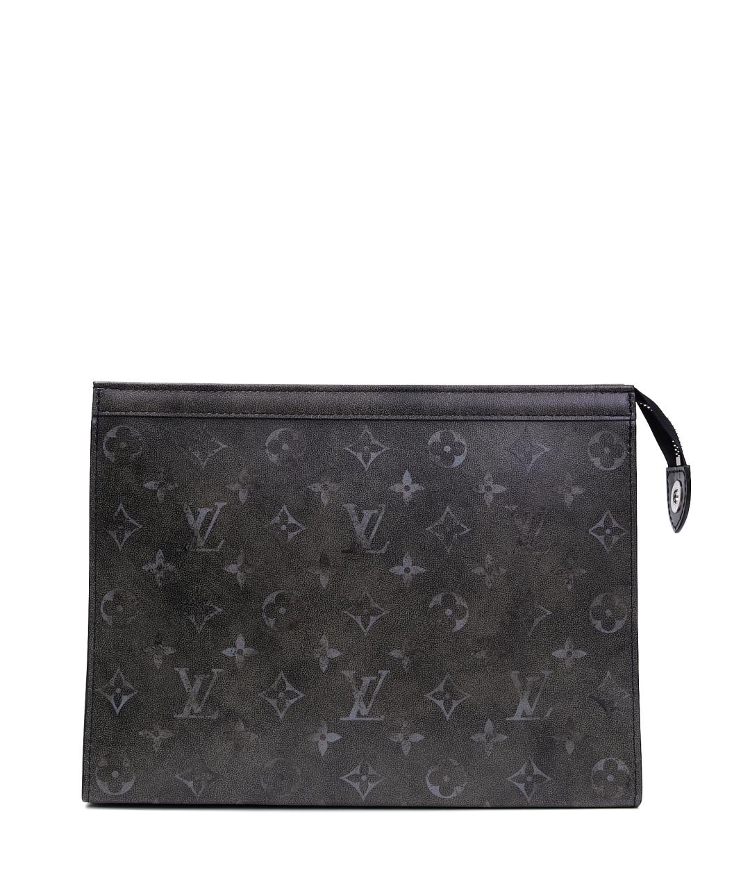 LOUIS VUITTON Серая кожаная барсетка, фото 10