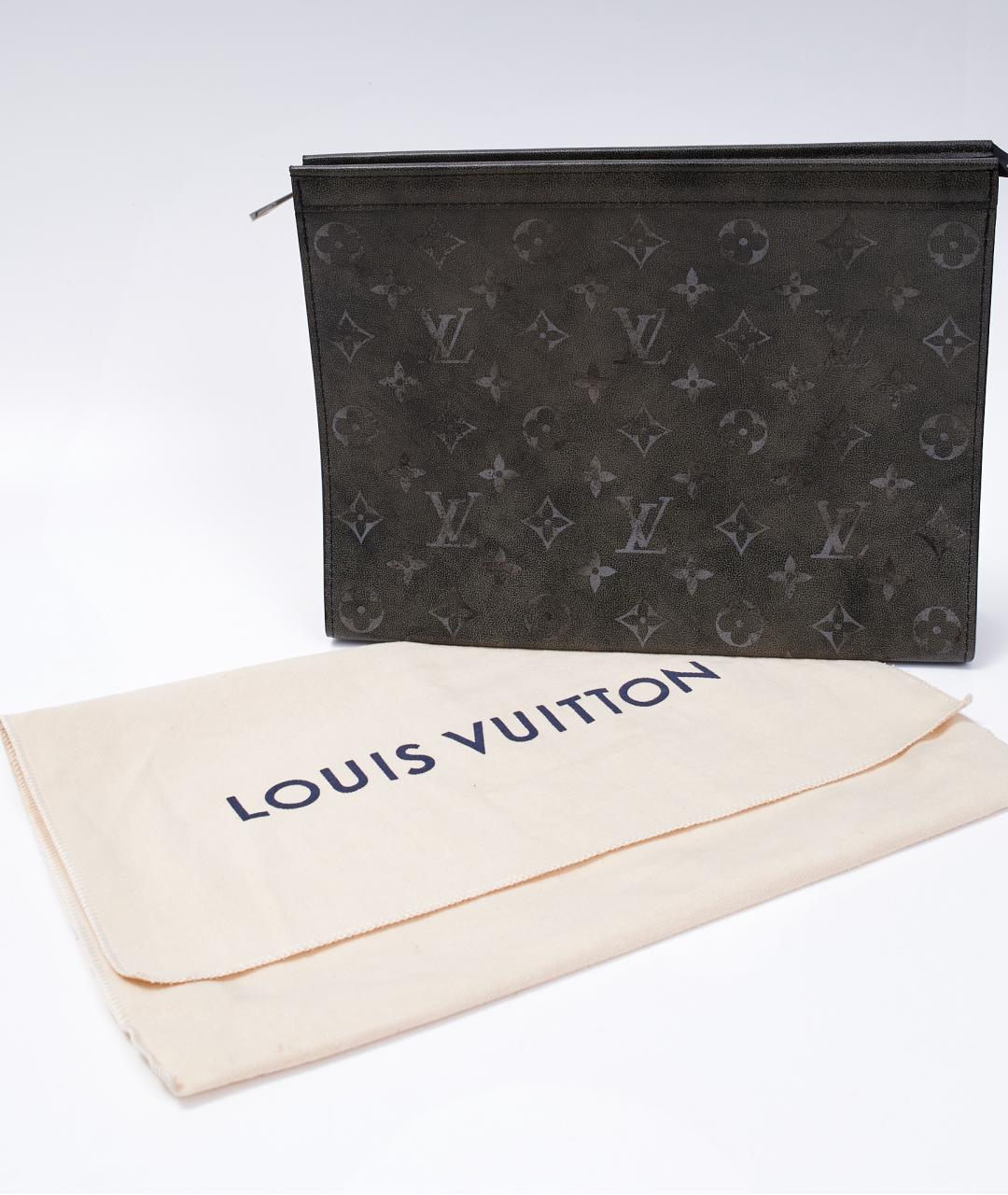 LOUIS VUITTON Серая кожаная барсетка, фото 9