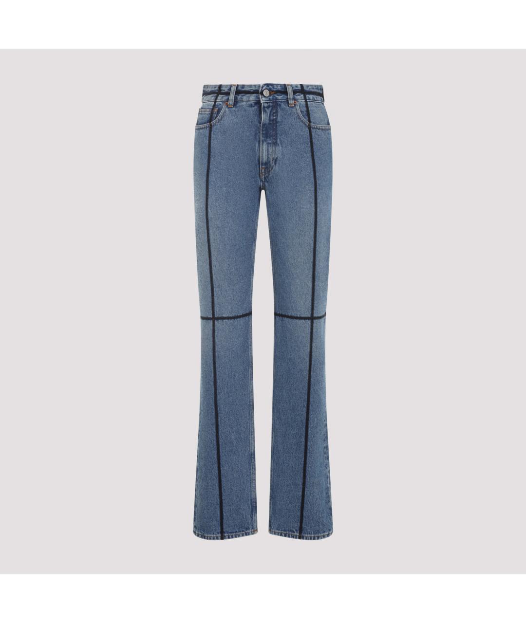 MM6 MAISON MARGIELA Голубые хлопковые прямые джинсы, фото 3