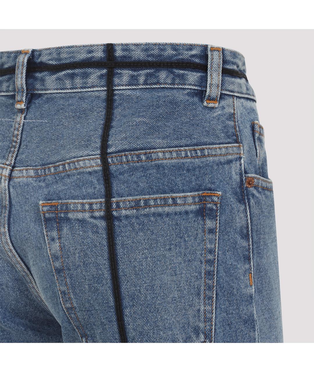 MM6 MAISON MARGIELA Голубые хлопковые прямые джинсы, фото 5