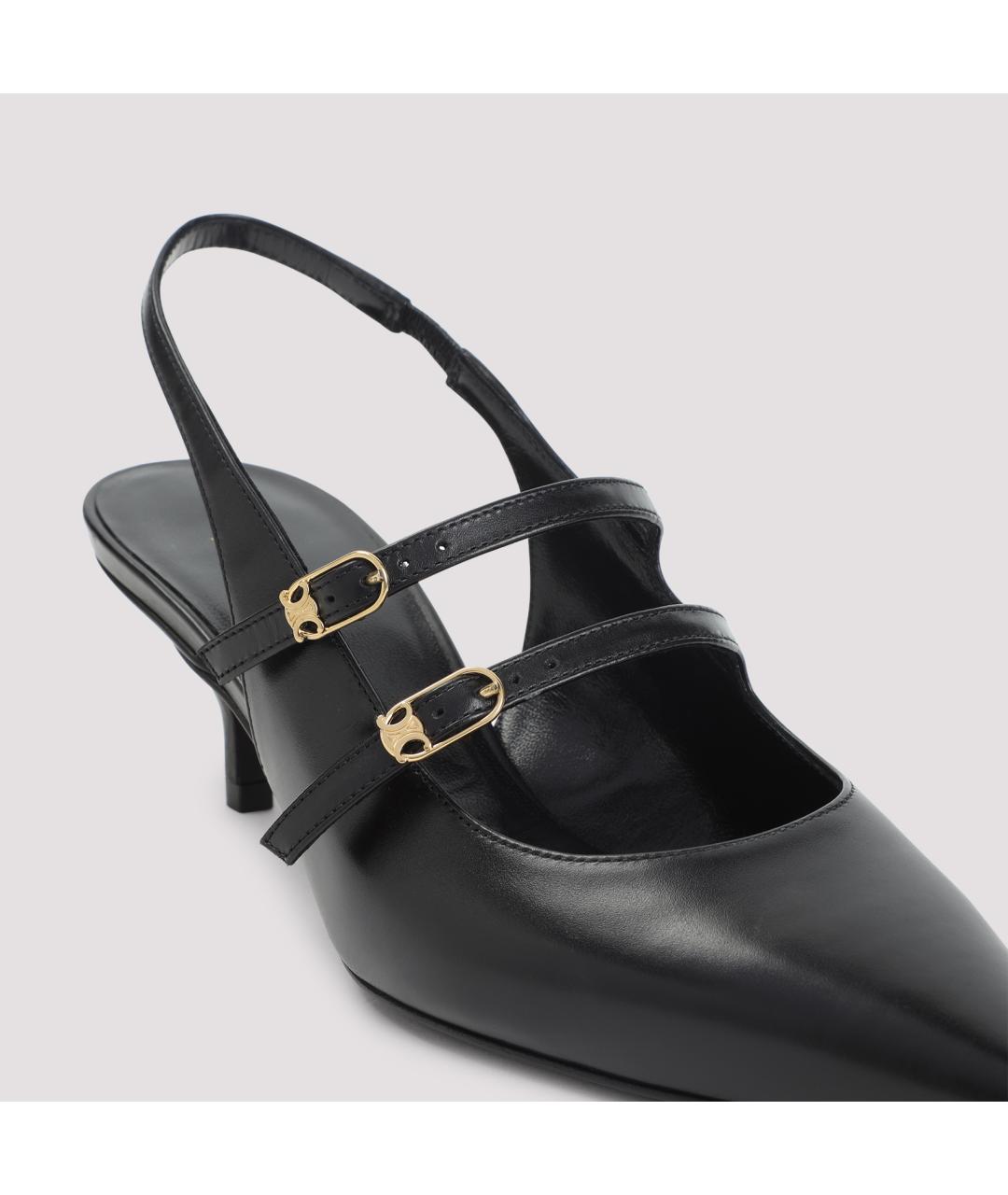 CELINE Антрацитовые кожаные мюли, фото 4