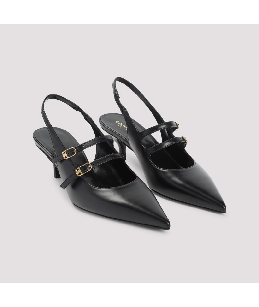 CELINE Антрацитовые кожаные мюли, фото 3