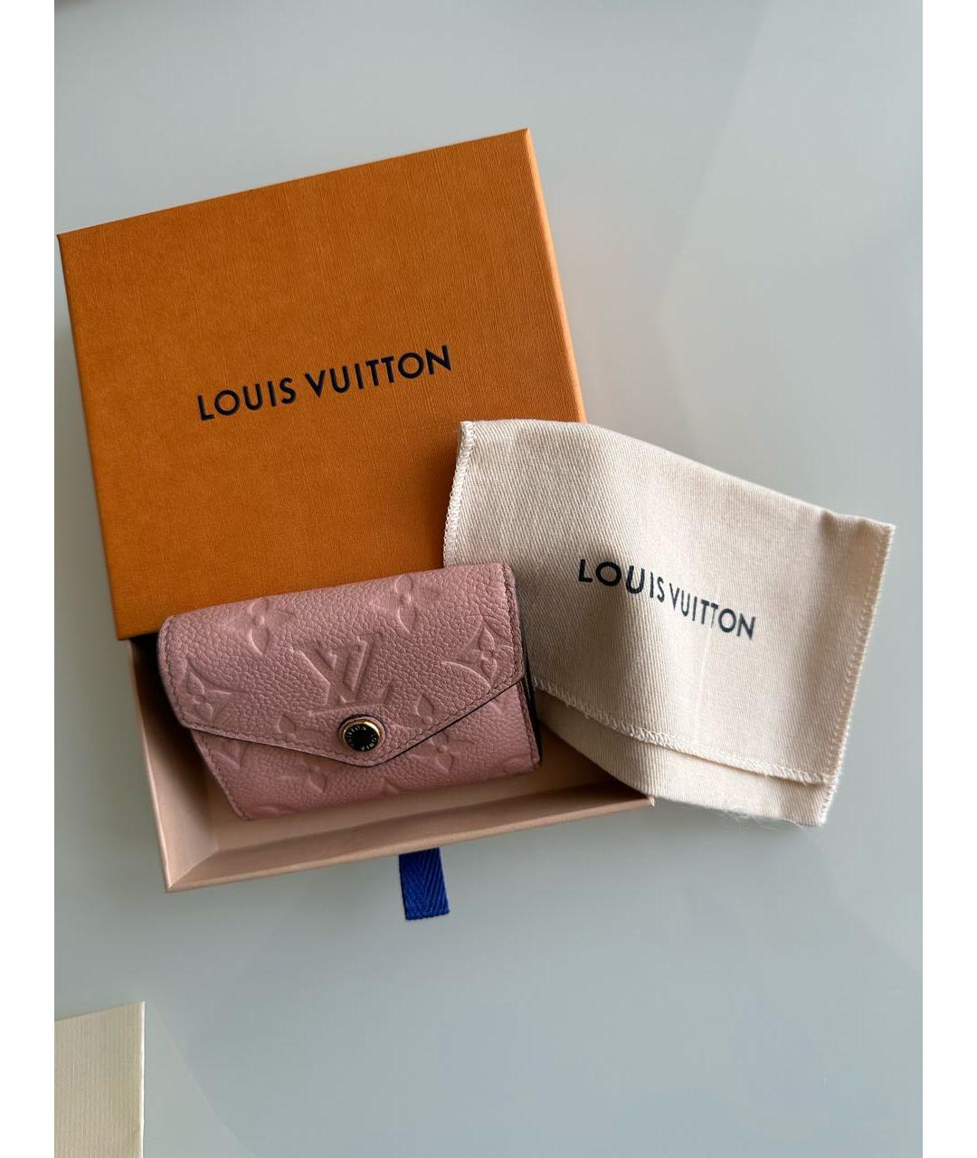 LOUIS VUITTON Розовый кожаный кошелек, фото 7