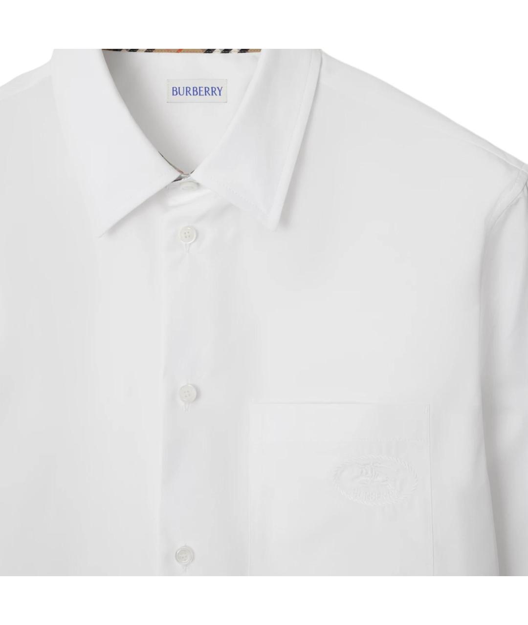 BURBERRY Белая хлопковая классическая рубашка, фото 2