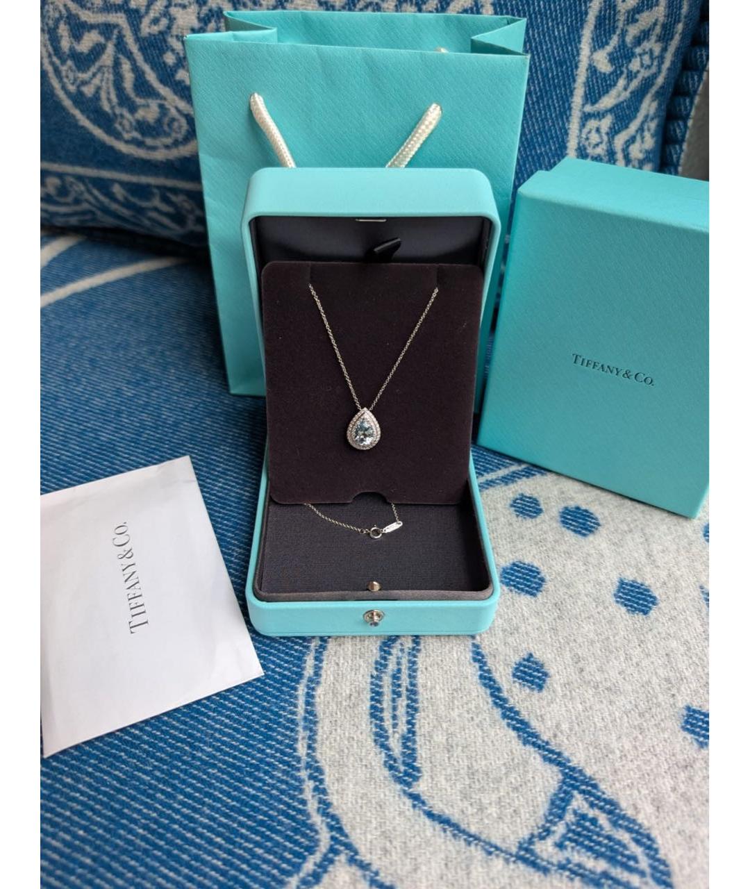 TIFFANY&CO Голубая платиновая подвеска, фото 4