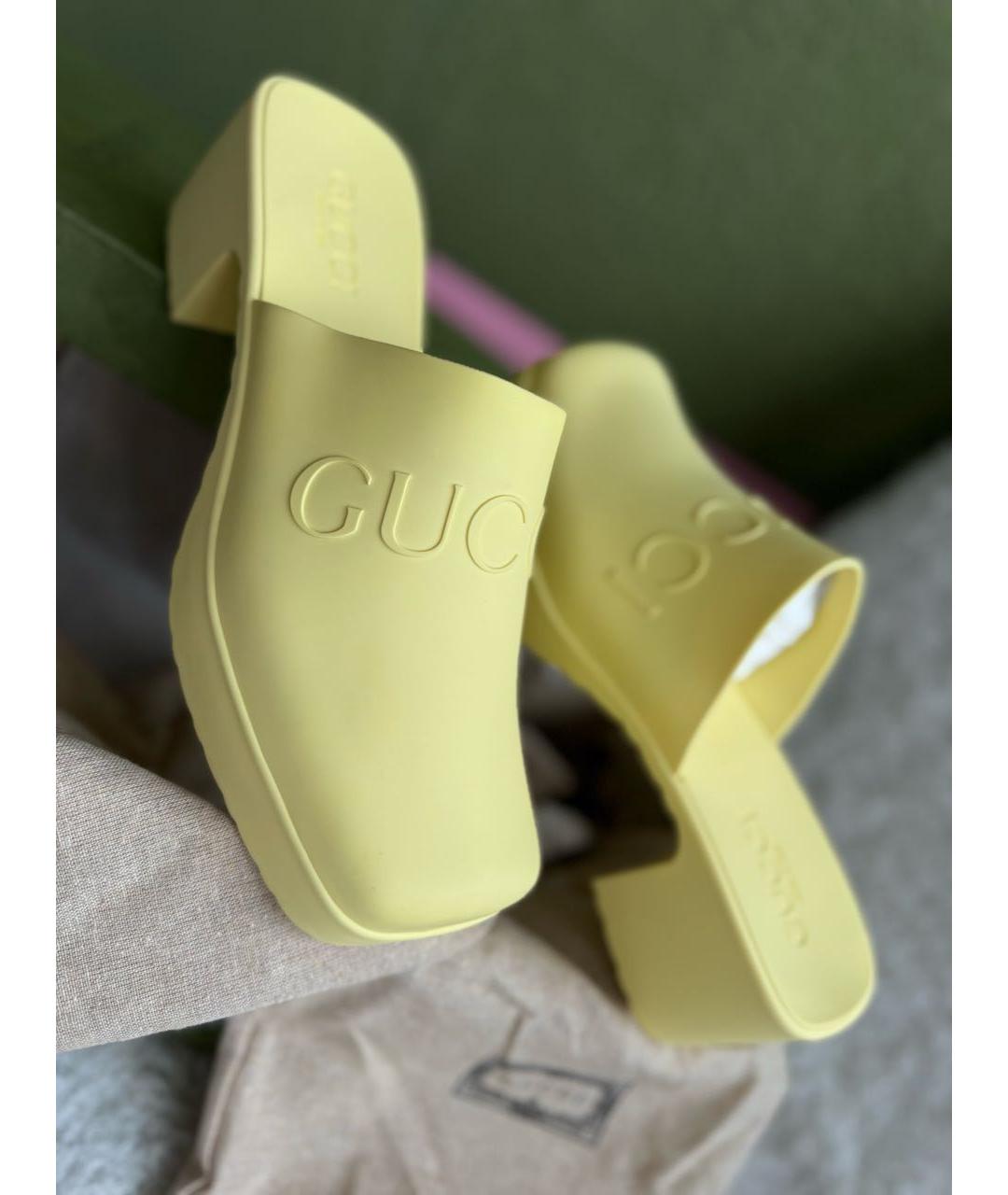 GUCCI Желтые резиновые мюли, фото 2