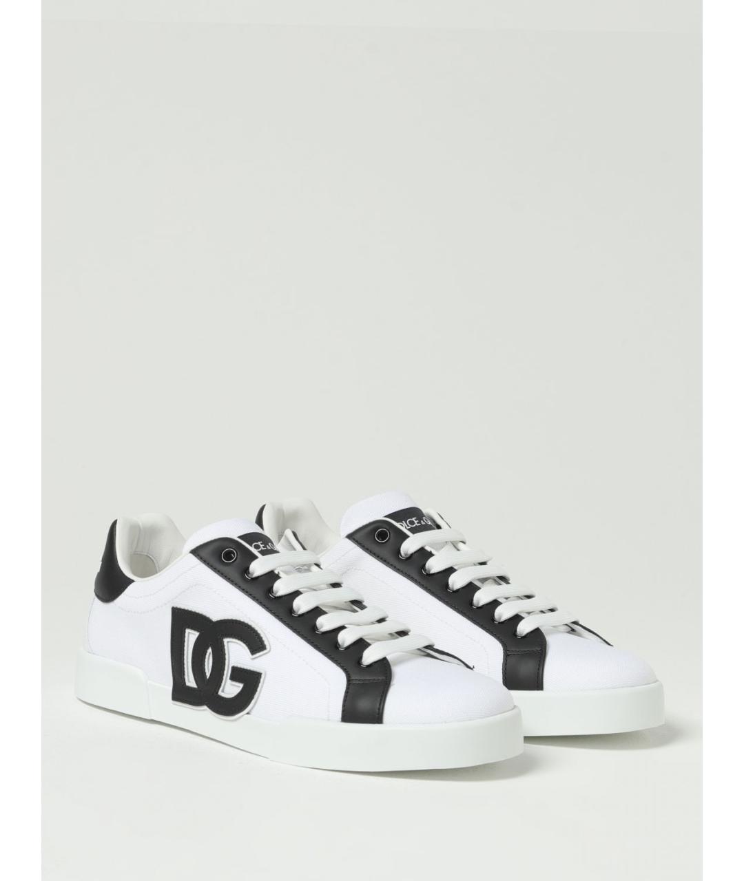 DOLCE&GABBANA Белые текстильные низкие кроссовки / кеды, фото 2
