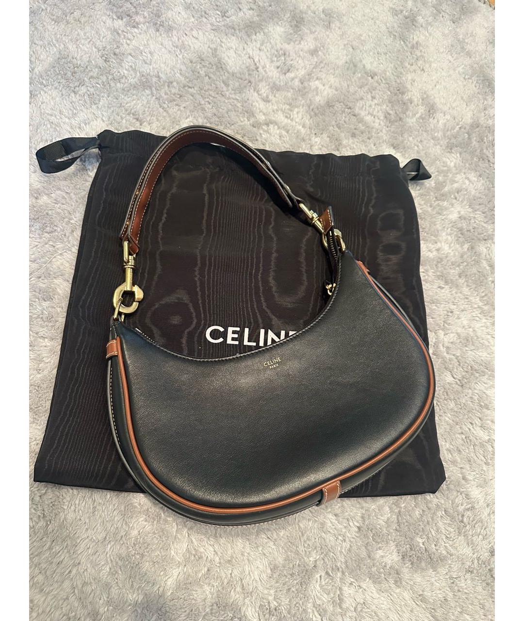 CELINE Черная кожаная сумка с короткими ручками, фото 6