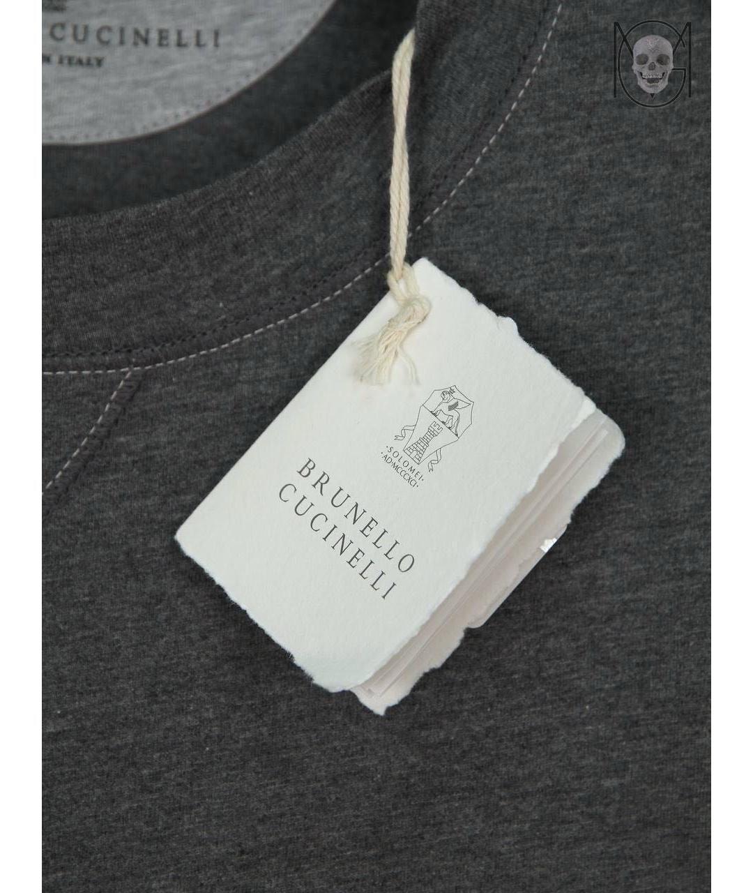 BRUNELLO CUCINELLI Антрацитовая хлопковая футболка, фото 4