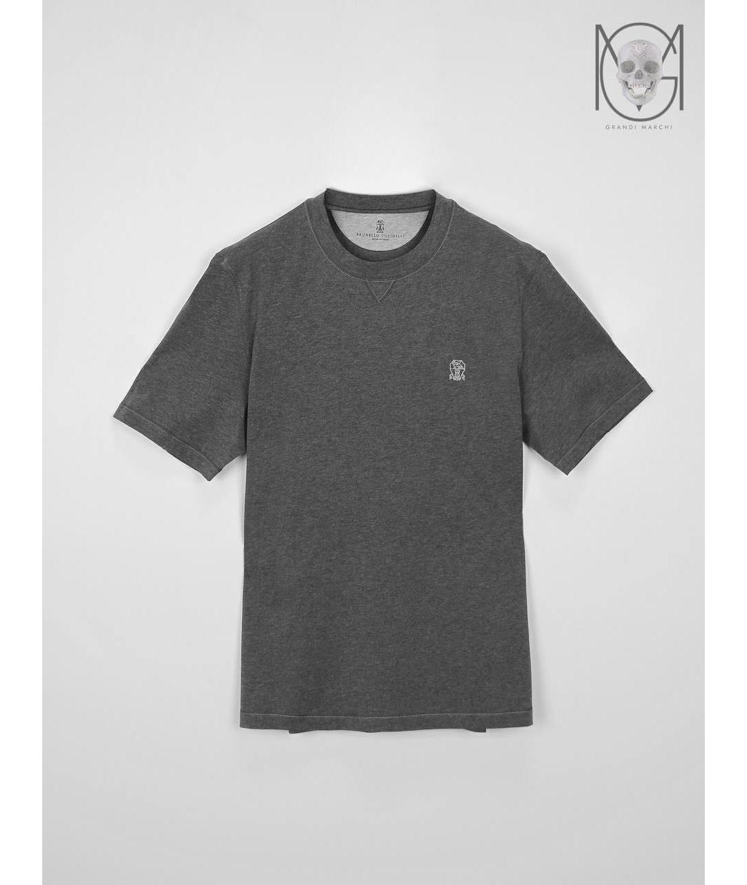 BRUNELLO CUCINELLI Антрацитовая хлопковая футболка, фото 8