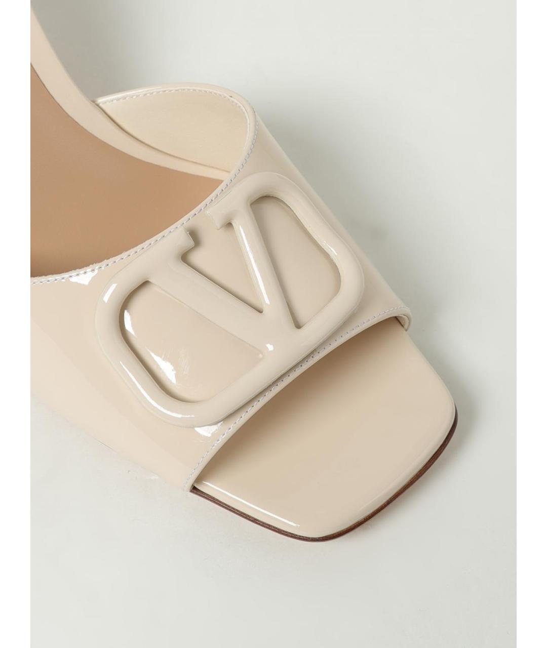 VALENTINO Бежевые кожаные мюли, фото 4
