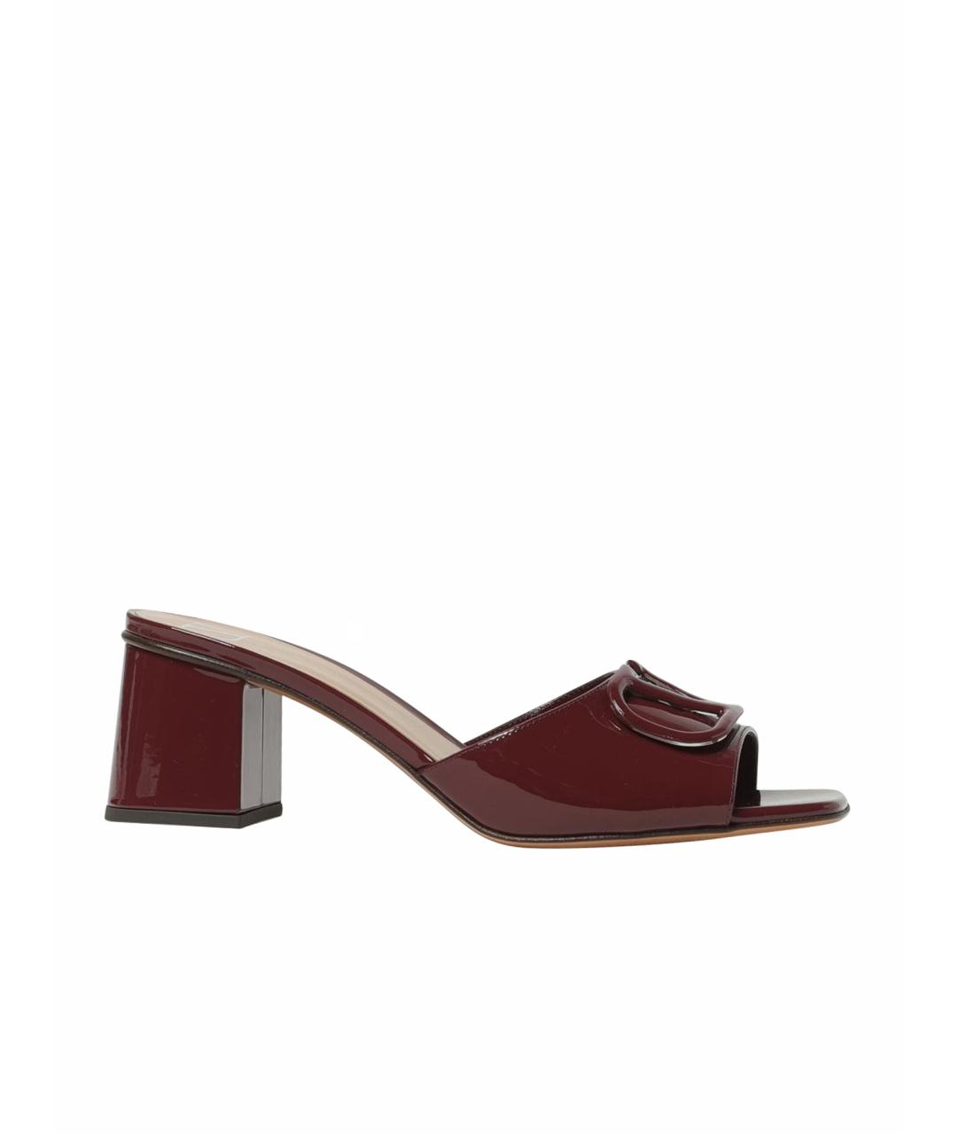VALENTINO Бордовые кожаные мюли, фото 1