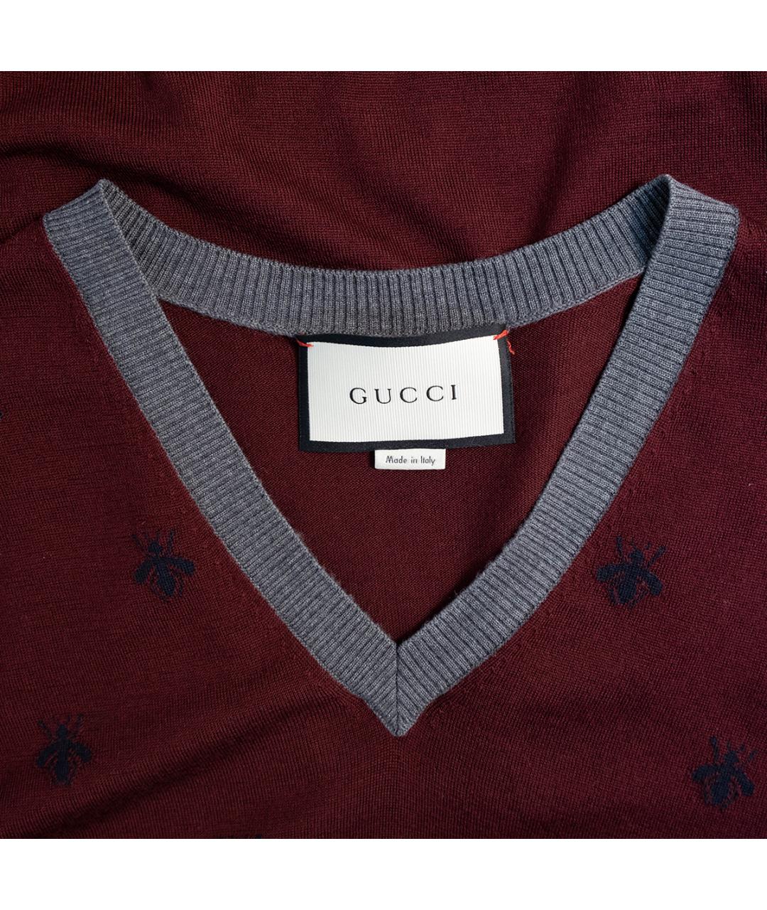 GUCCI Бордовая шерстяная жилетка, фото 3