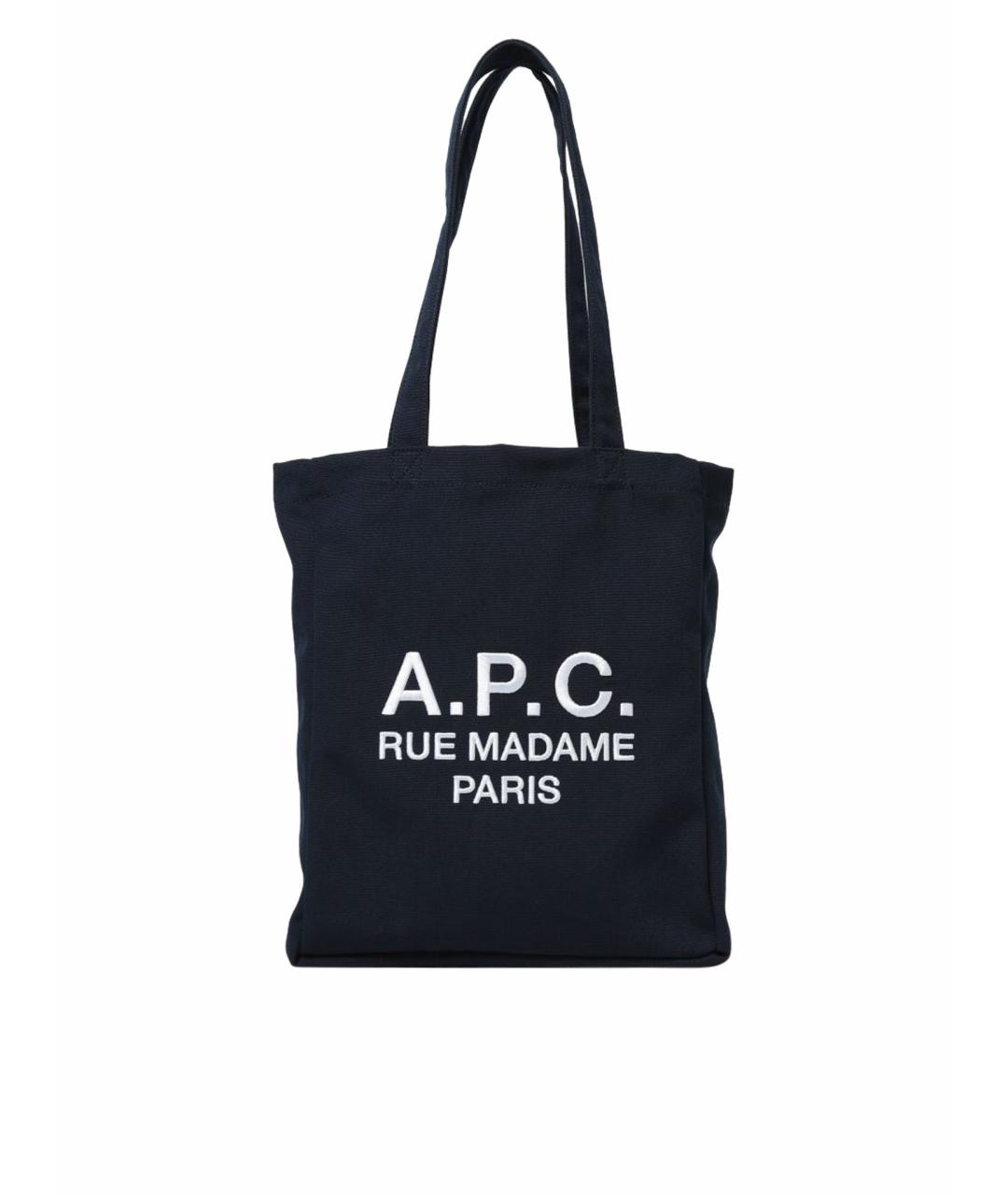 A.P.C. Темно-синяя тканевая сумка тоут, фото 1