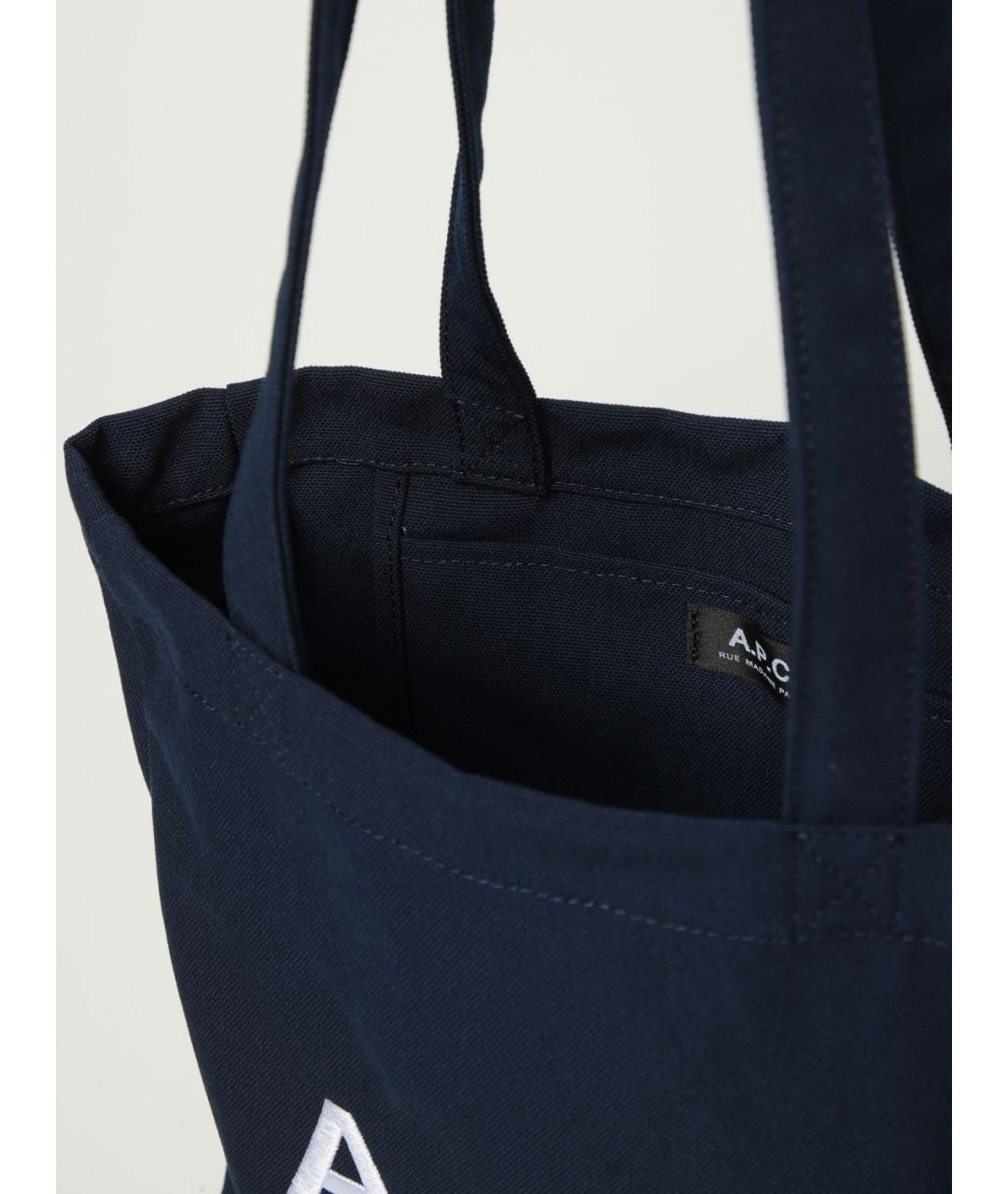 A.P.C. Темно-синяя тканевая сумка тоут, фото 3