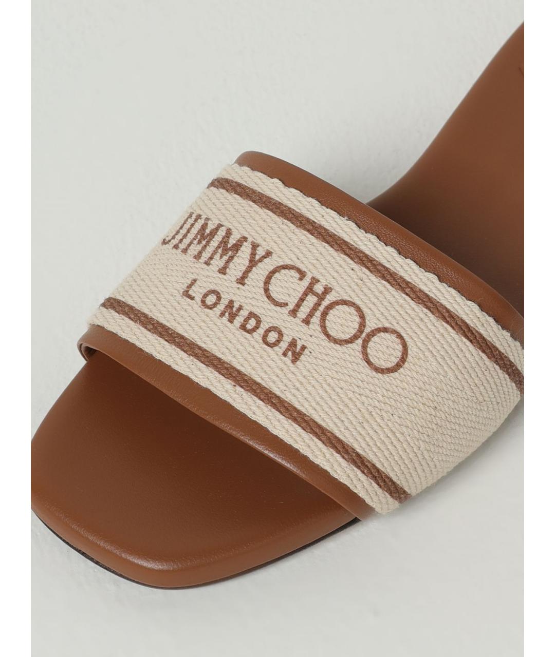 JIMMY CHOO Коричневые кожаные шлепанцы, фото 4