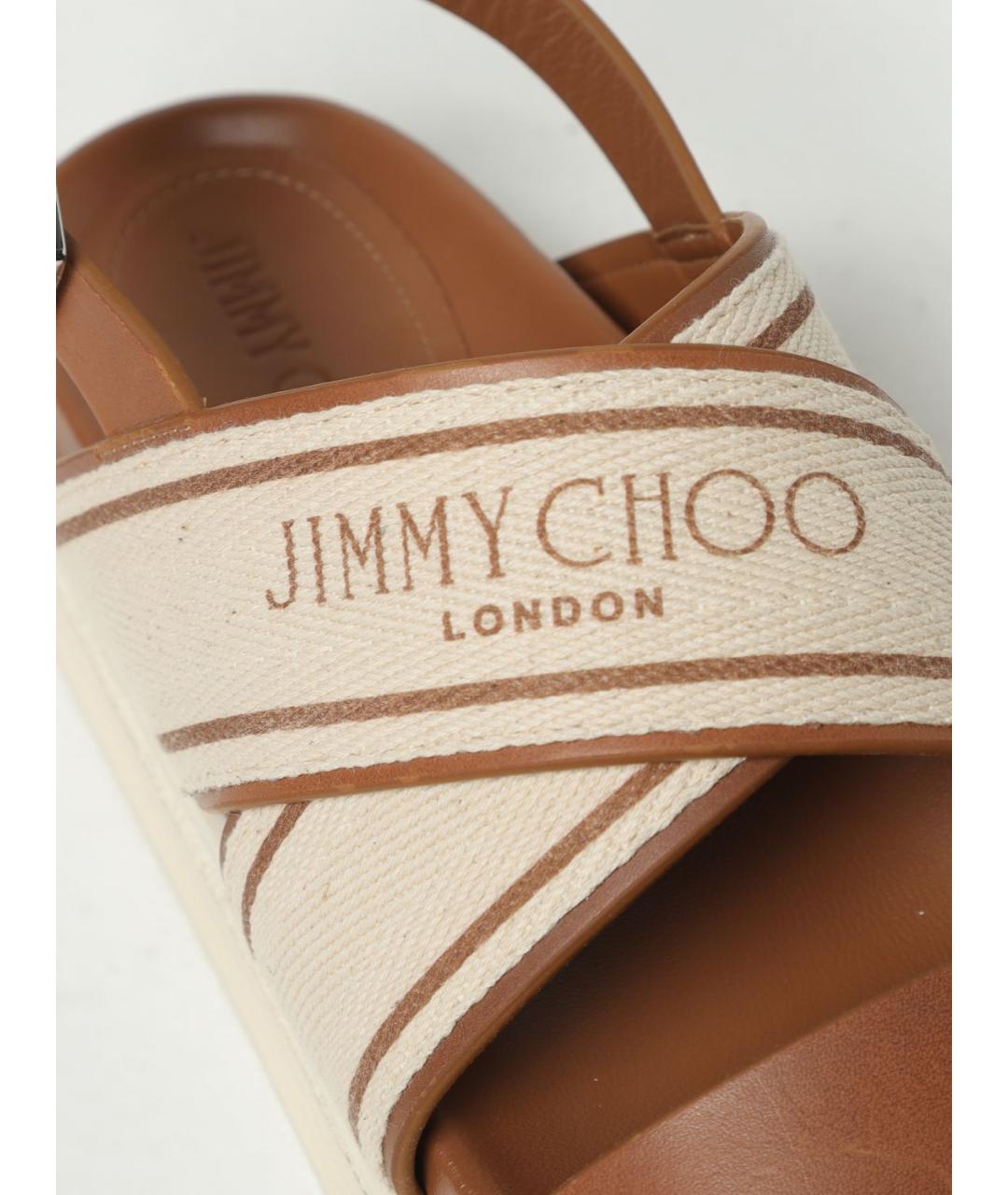 JIMMY CHOO Коричневые кожаные сандалии, фото 4