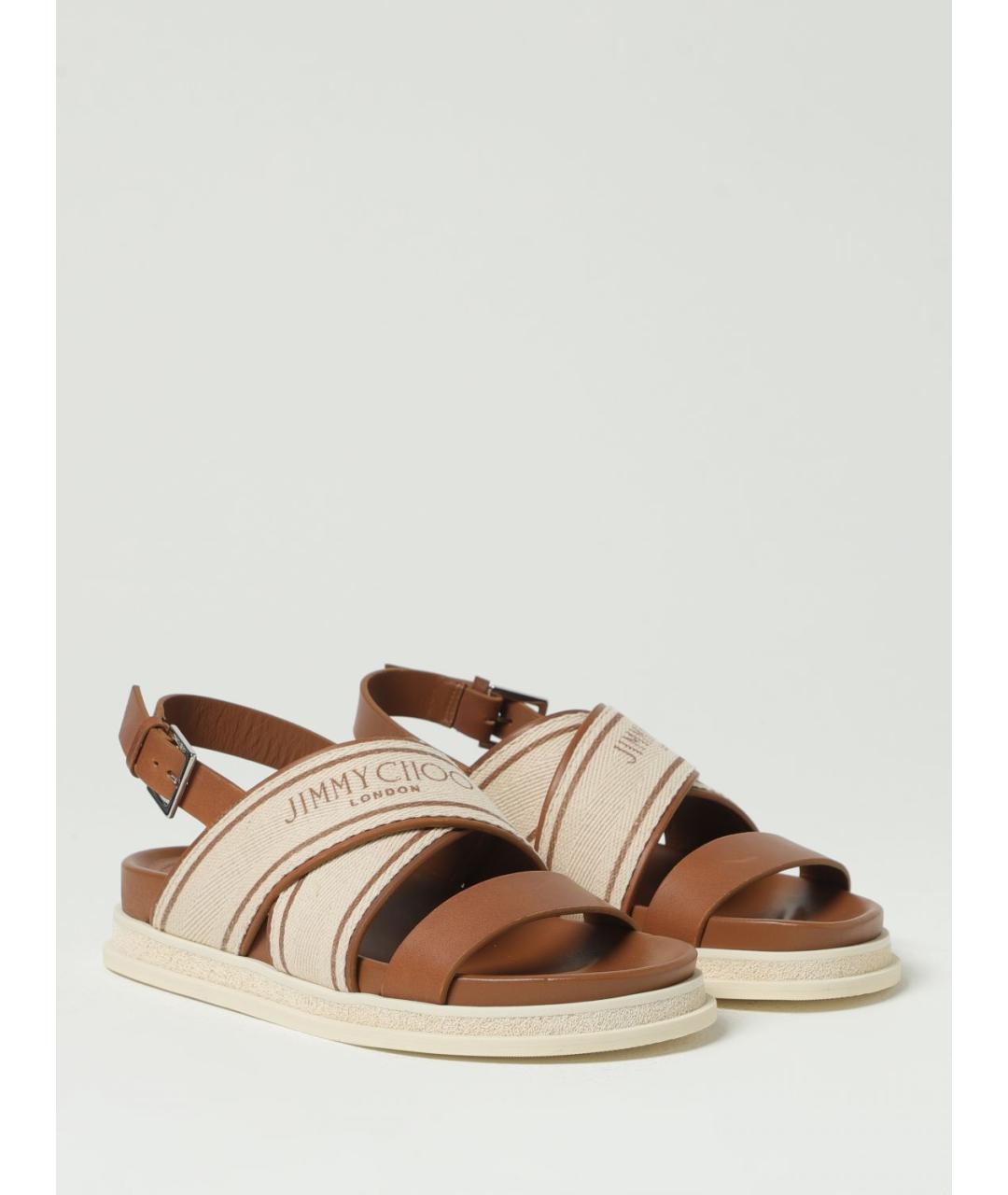 JIMMY CHOO Коричневые кожаные сандалии, фото 2