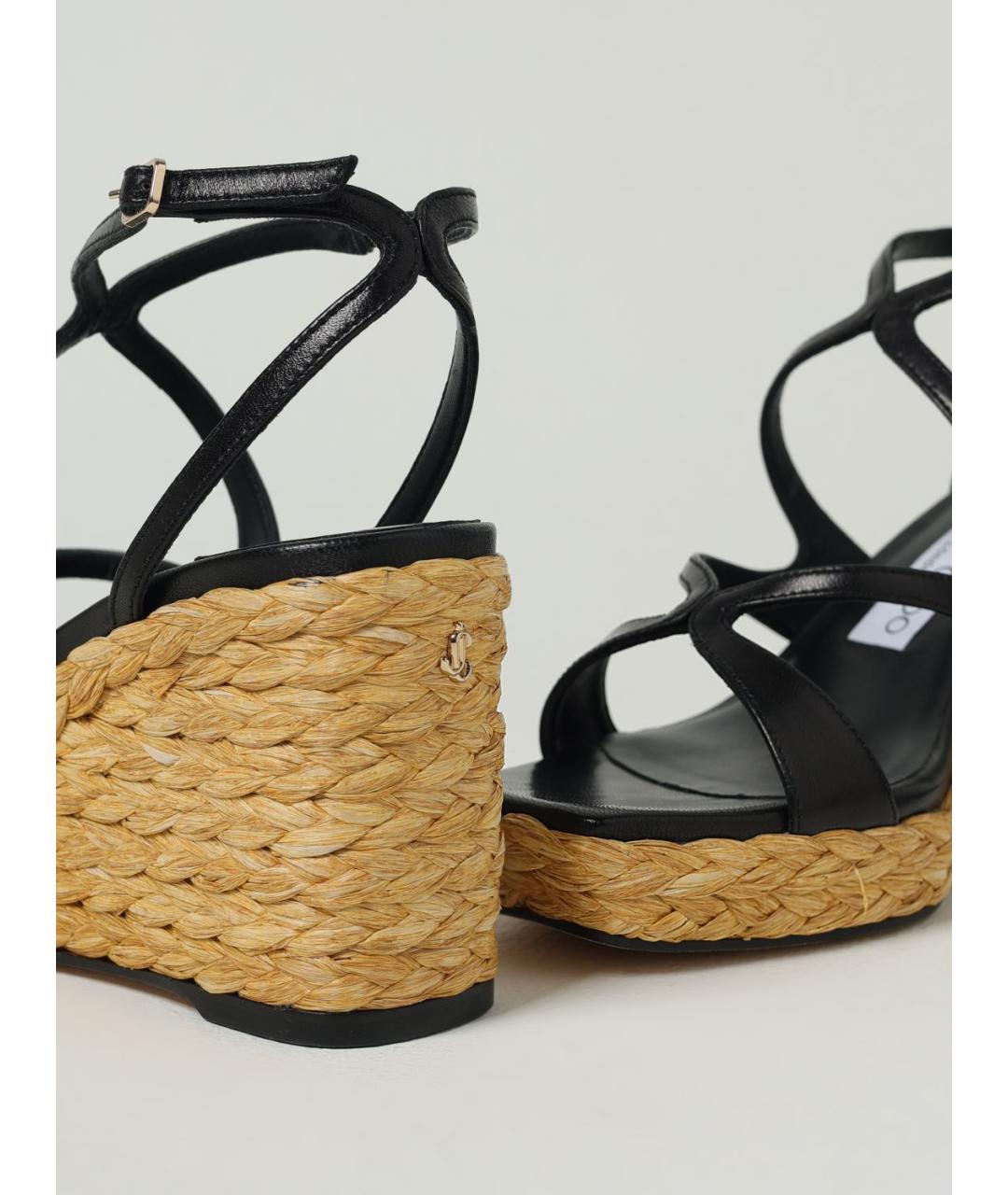 JIMMY CHOO Черные кожаные босоножки, фото 4