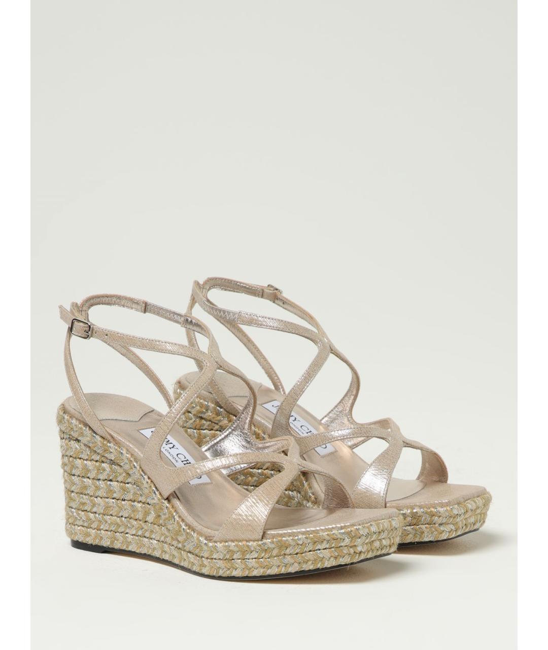 JIMMY CHOO Бежевые кожаные босоножки, фото 2
