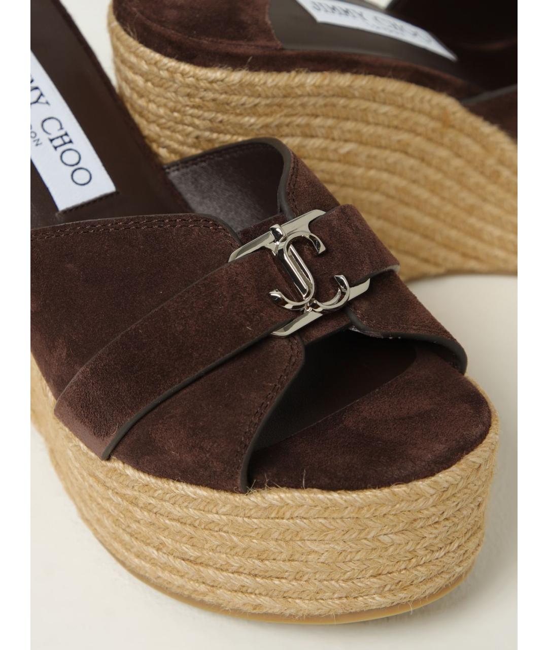 JIMMY CHOO Коричневые замшевые мюли, фото 4