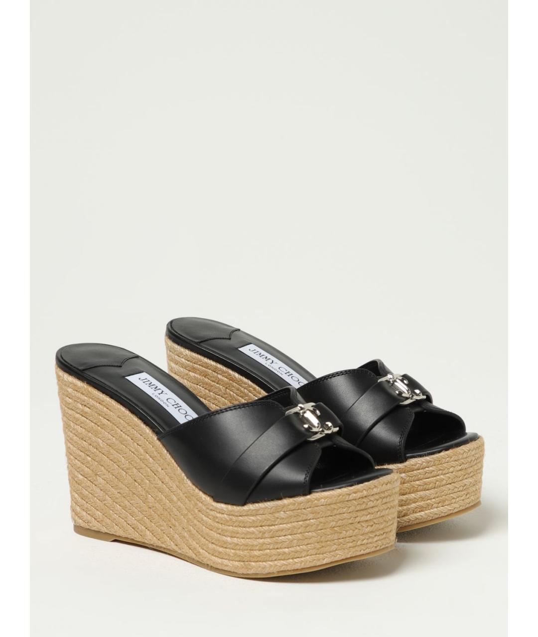 JIMMY CHOO Черные кожаные мюли, фото 2