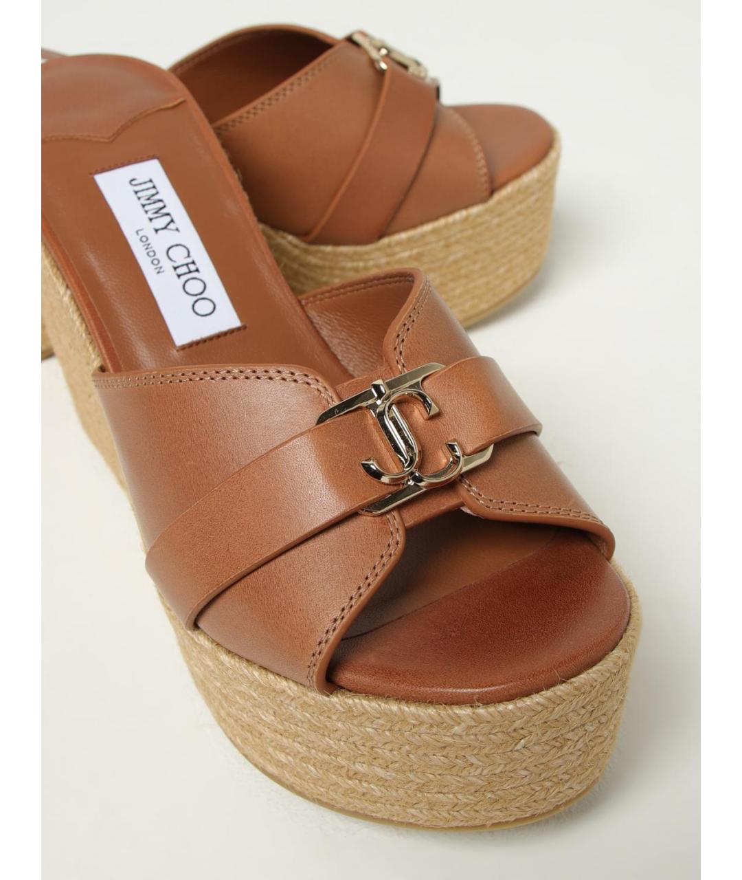 JIMMY CHOO Коричневые кожаные мюли, фото 4