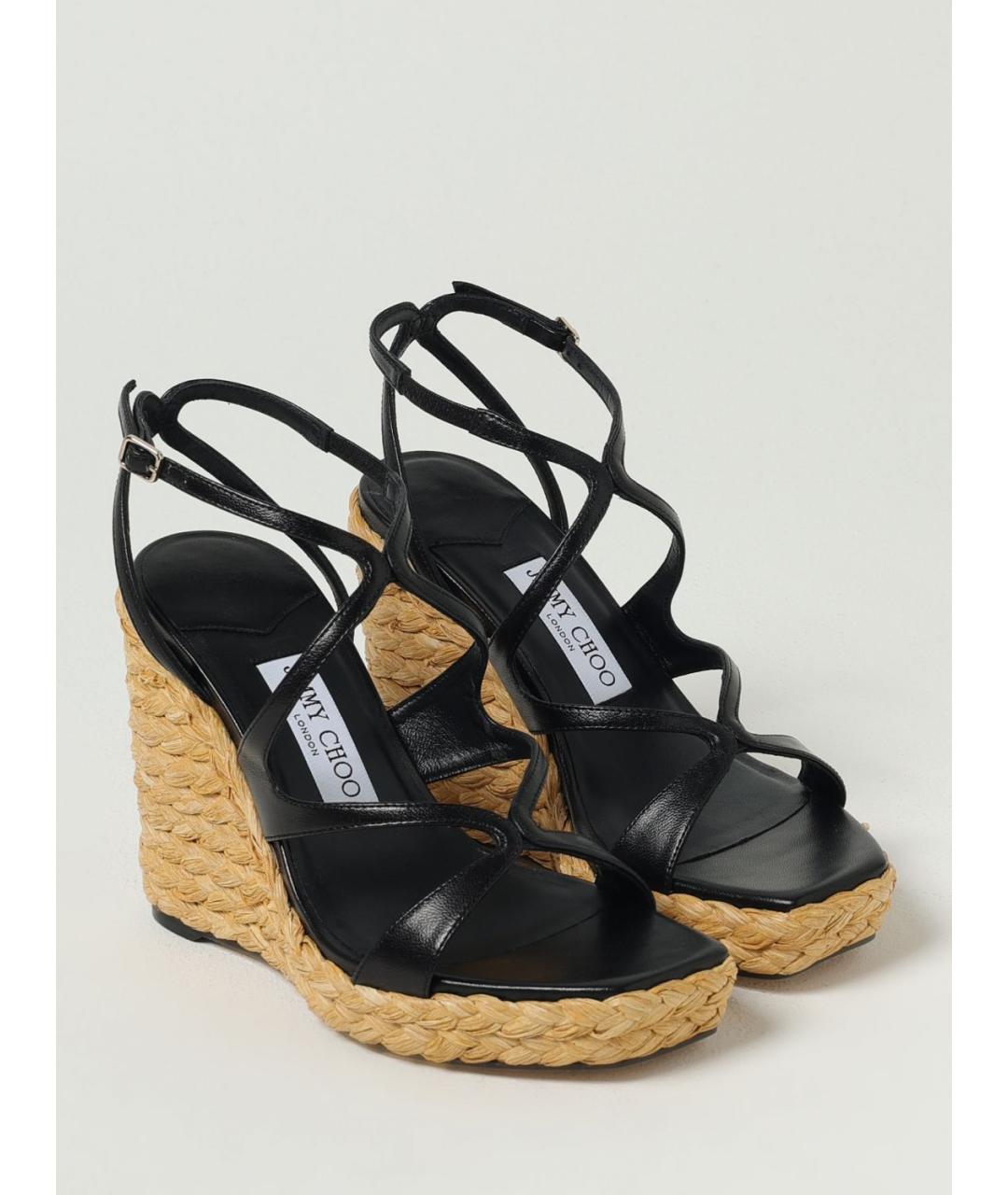 JIMMY CHOO Черные кожаные босоножки, фото 2