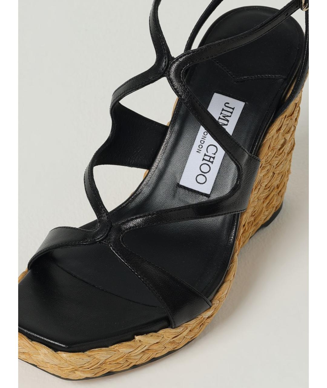 JIMMY CHOO Черные кожаные босоножки, фото 4