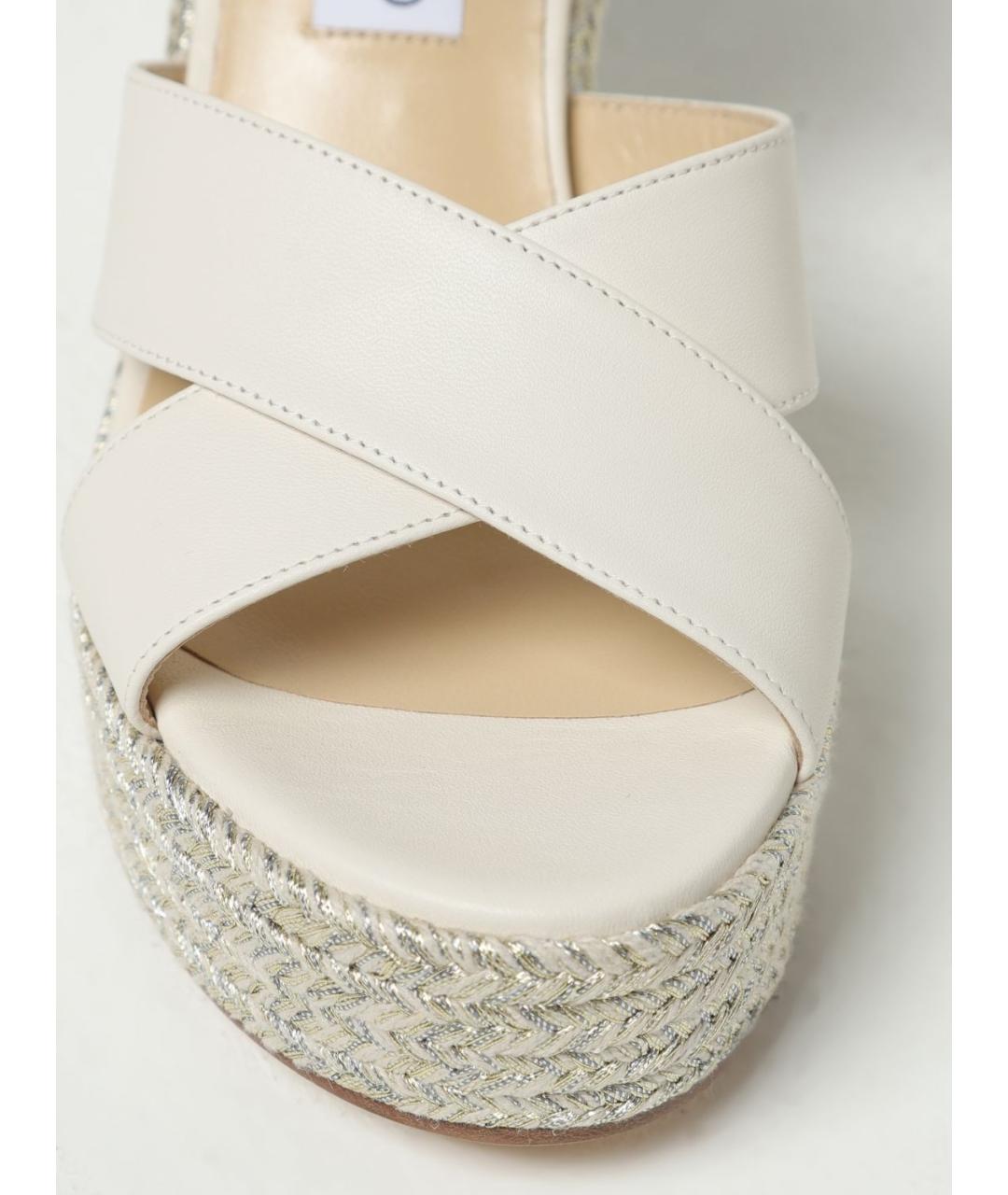 JIMMY CHOO Белые кожаные босоножки, фото 4