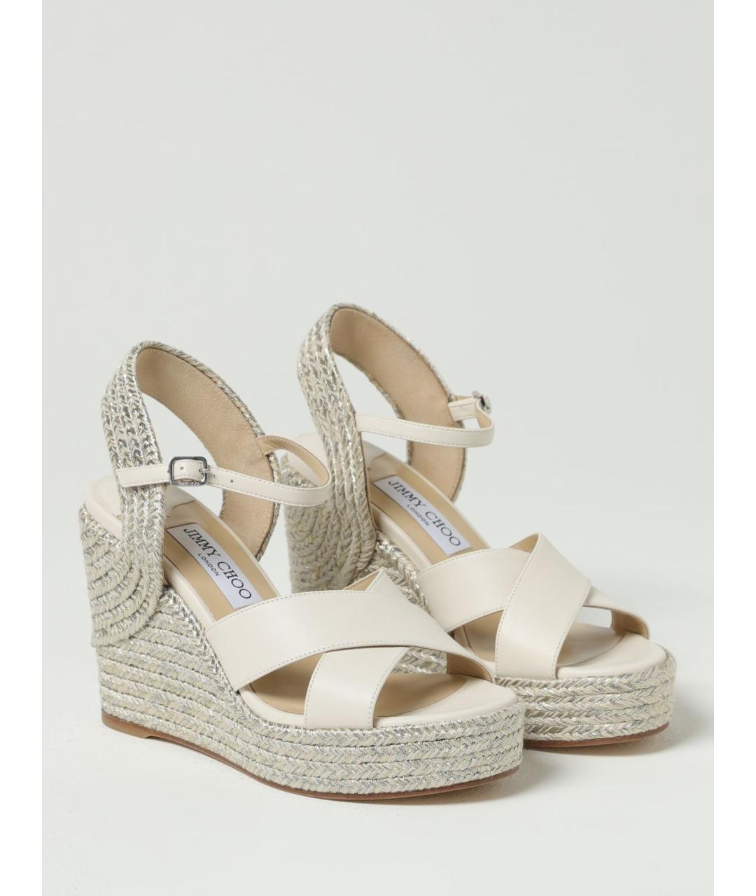 JIMMY CHOO Белые кожаные босоножки, фото 2