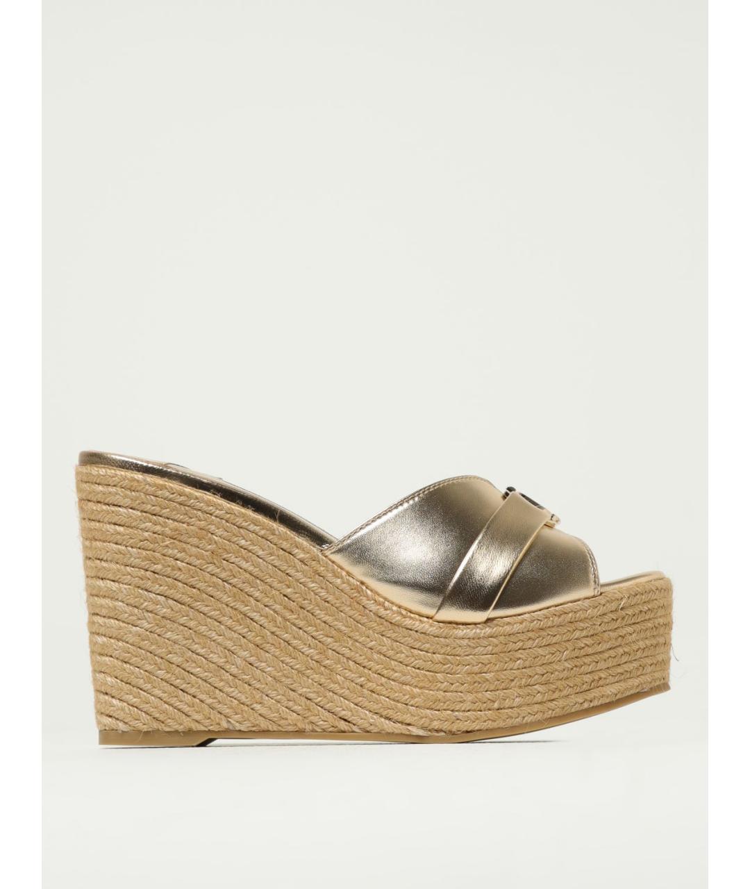 JIMMY CHOO Золотые кожаные мюли, фото 5